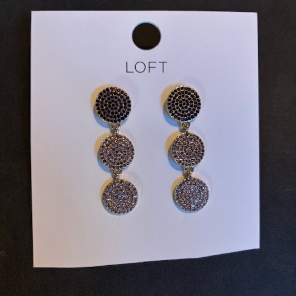 LOFT Triple Disc Drop Earrings - Sparkly Statement